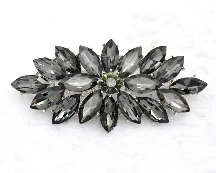 Винтажный стиль Родий Серебряный тон Винтажный стиль черный Маркиза Кристалл Диаманте брошь для вечеринки - Окраска металла: Grey
