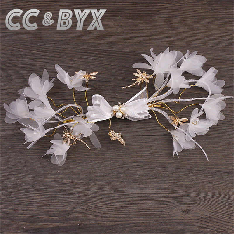 CC & BYX короны для красоты головные белые шпильки с цветком женщин свадебные тиары