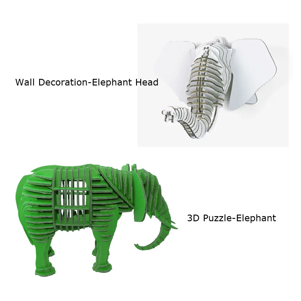 2 шт. голова слона настенные украшения Скульптура 3D головоломки картона DIY ручной