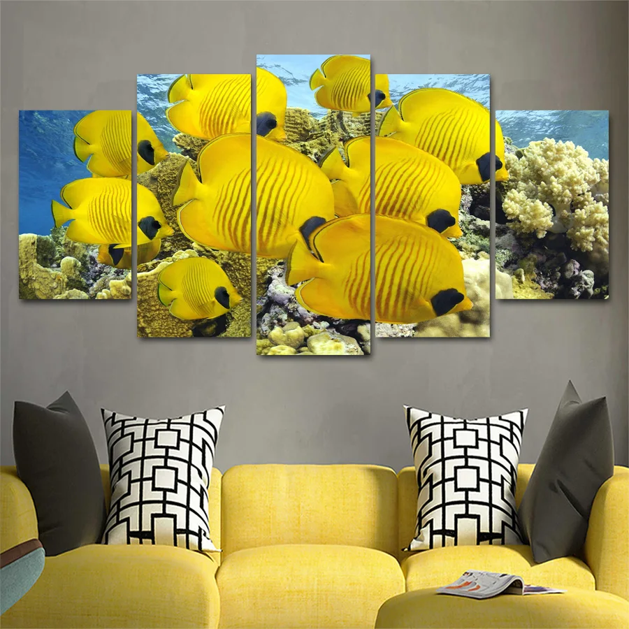 

Drop shipping 5 Panel Wall Art Pictures Canvas Painting abstract canvas poster painting decoration for living room LW070