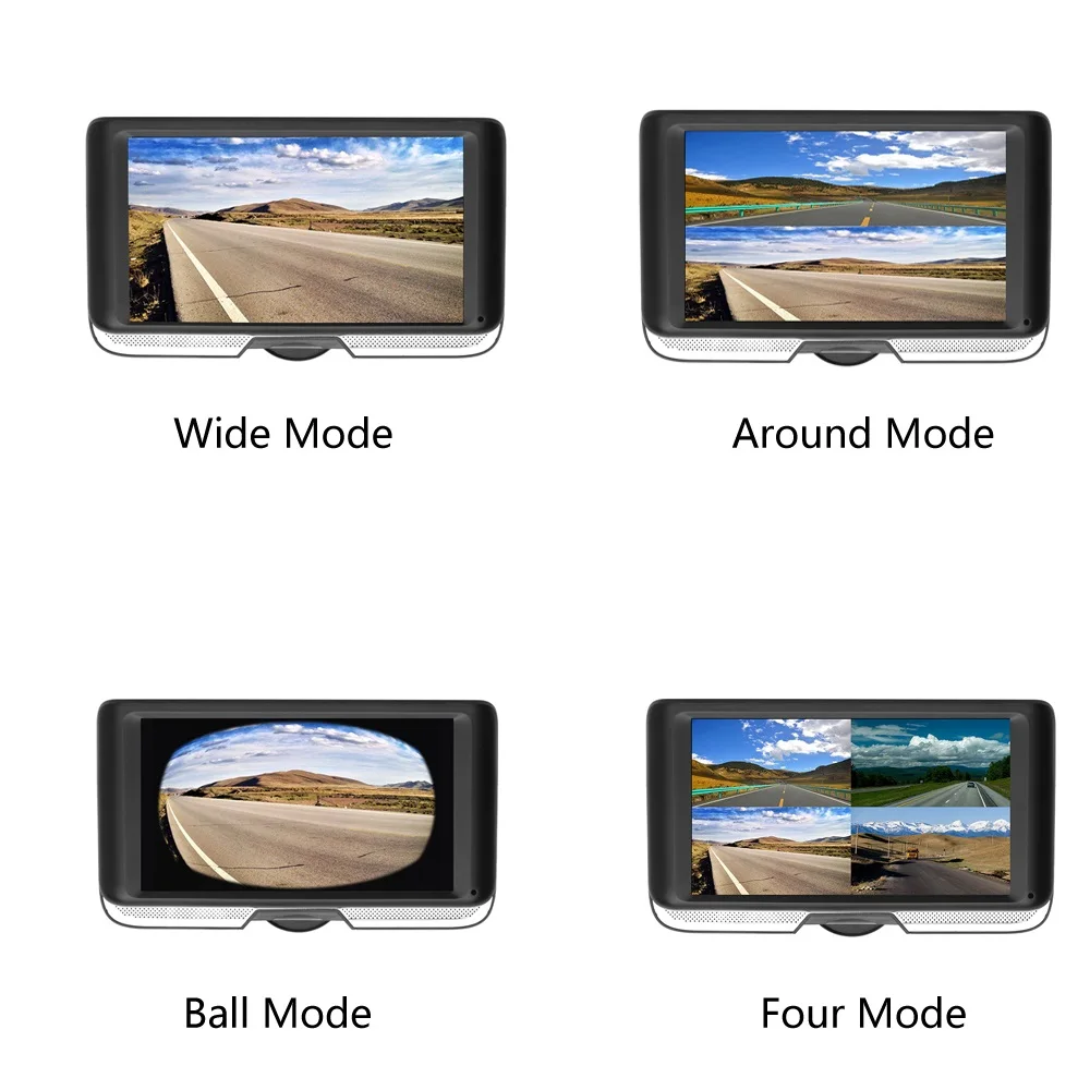 Podofo 4 дюйма FHD 360 градусов сенсорный IPS экран автомобильная DVR камера с двумя объективами Dash Cam задний вид регистратор FishEye ночное видение.
