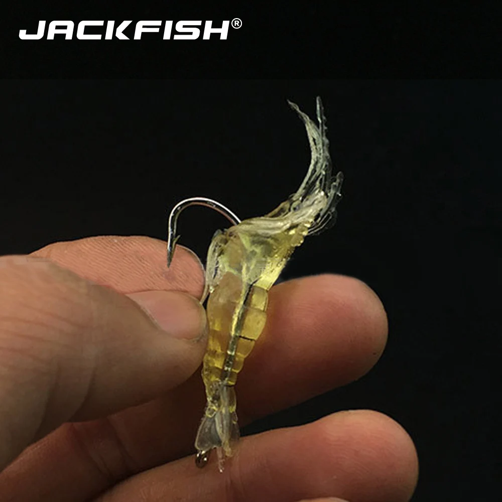 JACKFISH 10 шт./лот 4 см мягкая искусственная рыболовная приманка креветка с крючком