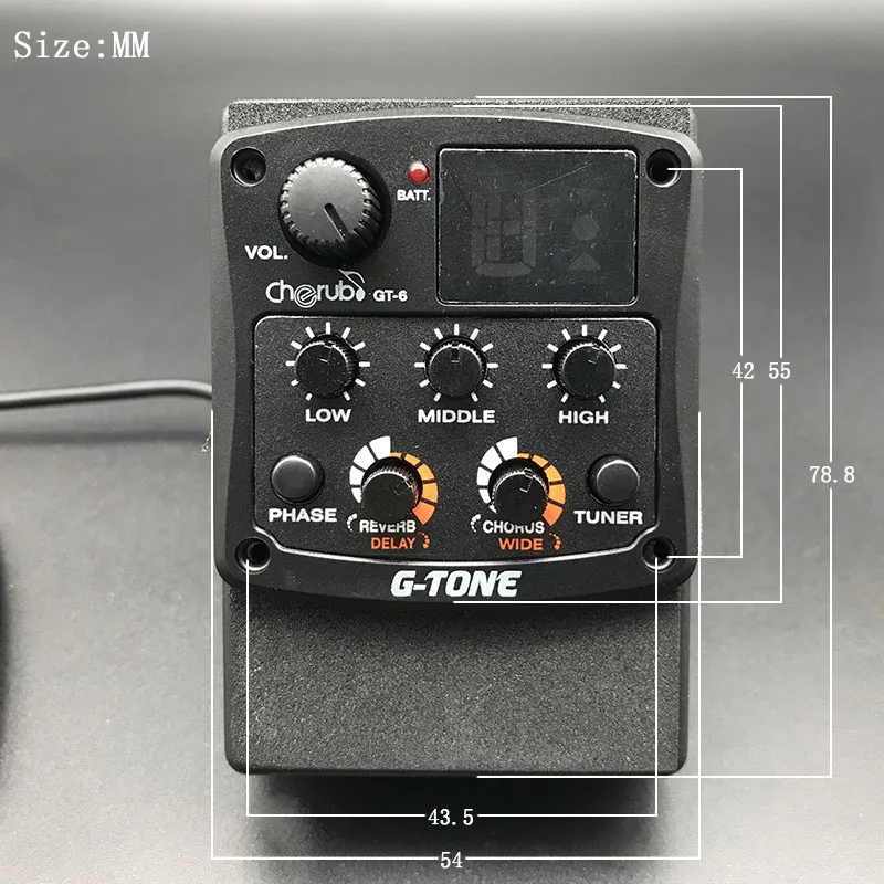 Cherub G-Tone серии акустическая гитара предусилитель пьезо пикап 3-полосный эквалайзер, обеспечивающий ЖК-дисплей тюнер с реверберации/отложенный сигнал/хор/широкий гитары