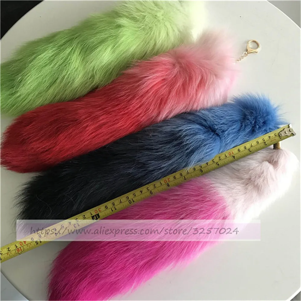 Magicfur 40 см натуральный Лисий градиент розовый цвет лисий хвост кожаный брелок с