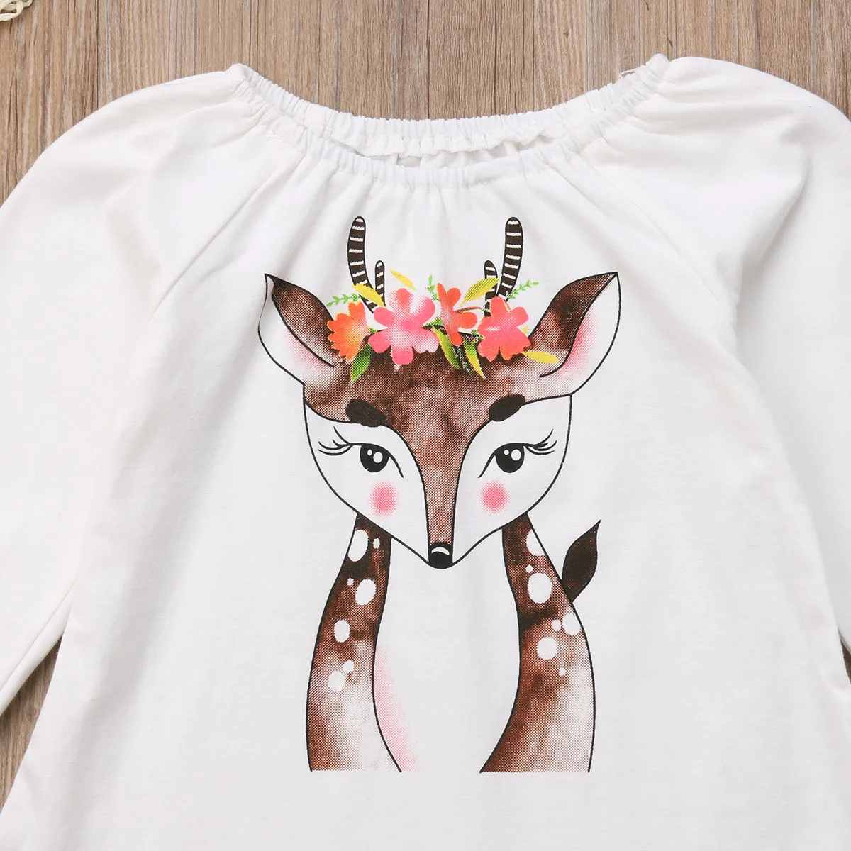 Рождественские топы с рождественским оленем для маленьких девочек Белая блузка