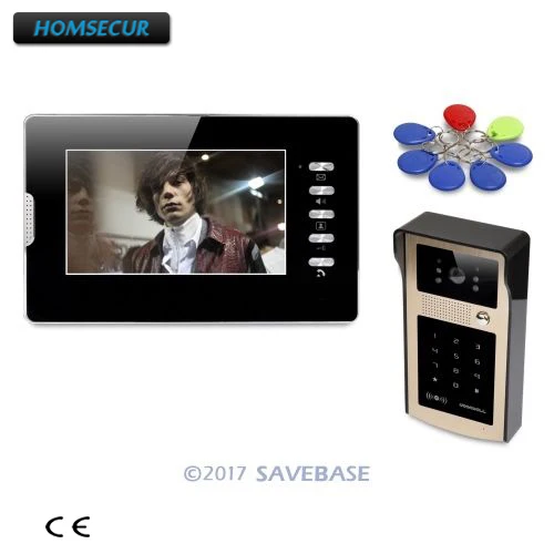 HOMSECUR 7 дюймов Hands free видео дверной Интерком охранника с брелоками пароль
