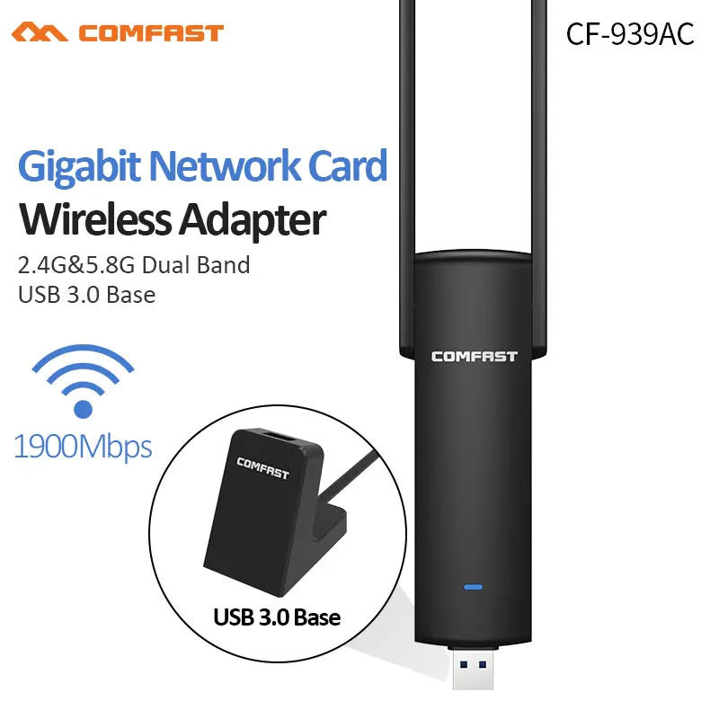 COMFAST CF 939AC 2 4 г/5 8 ГГц Dual Band Поддержка 802.11AC 1900 Мбит/с USB 3 0 Wi Fi Wif Беспроводной адаптер