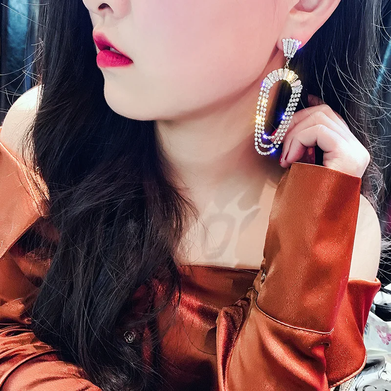 Винтажные хрустальные геометрические Женские Висячие серьги золото/серебро