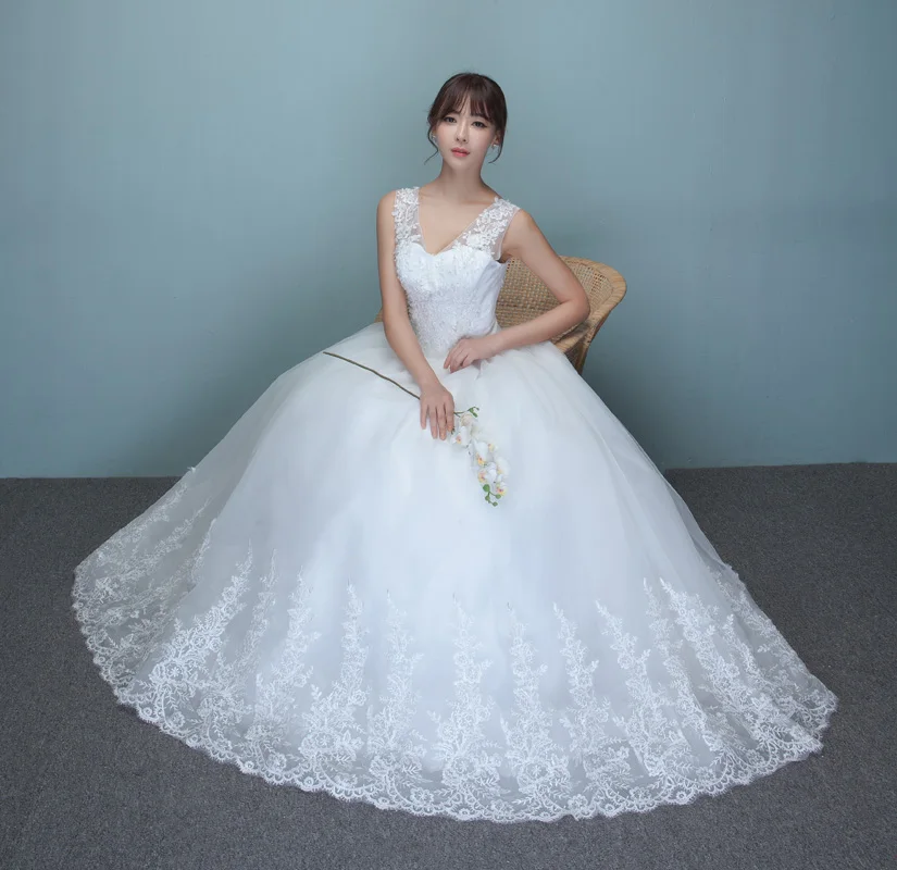 Fansmile Vestidos de Noivas платье с жемчужинами свадебное платье плюс размер белые принцесса подвенечные Свадебные платья FSM-648F