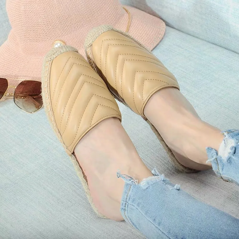 Women's Shoes Casual Genuine Leather Hot sell Ladies Flats Espadrille Comfortable Ballet Mules Female Slippers | Обувь