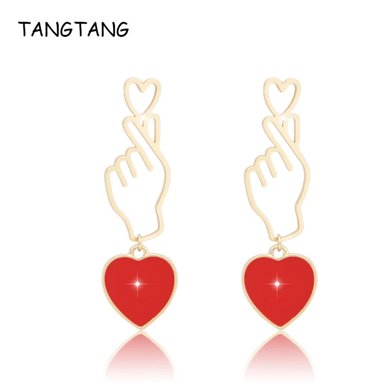 Красные серьги TANGTANG элитные ювелирные изделия матовые золотые для женщин руки