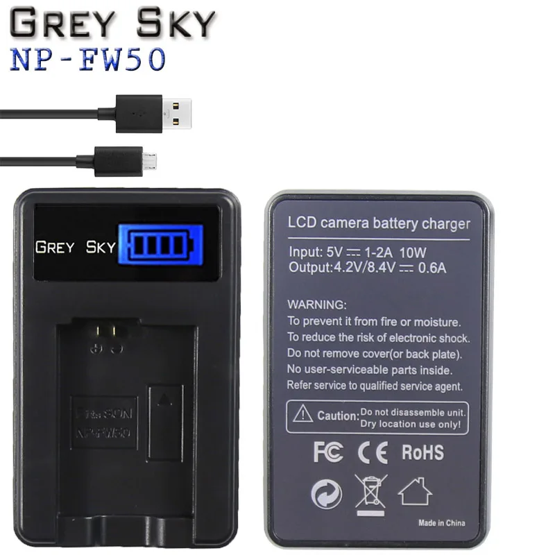 1 charger NP-FW50 ЖК-дисплей USB двойное зарядное устройство+ 4x NP FW50 батареи для sony NEX-5 NEX-7 SLT-A55 A33 A55 A37 A3000 A5000 A5100 A6000 A6300 A7000 - Цвет: 1 charger
