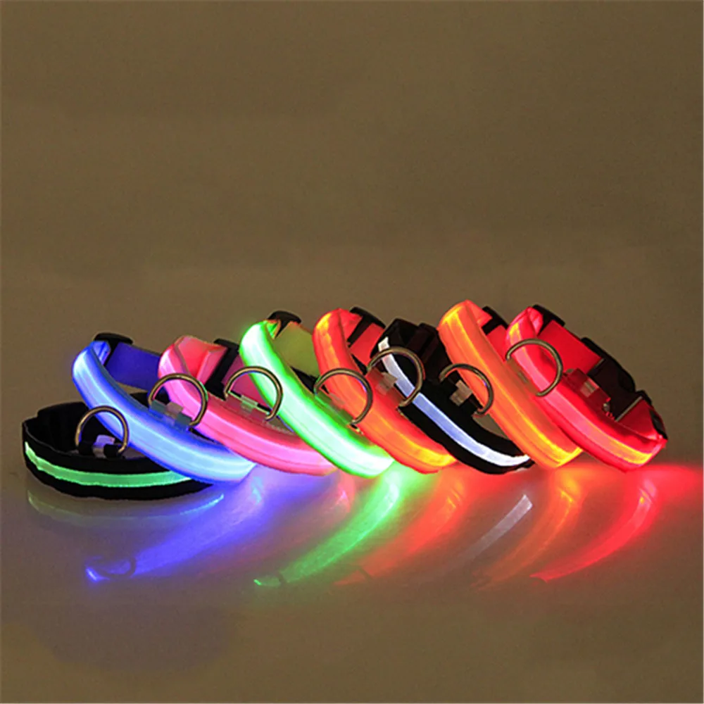 Нейлоновый светодиодный ошейник для собак и кошек ночник светится в темноте