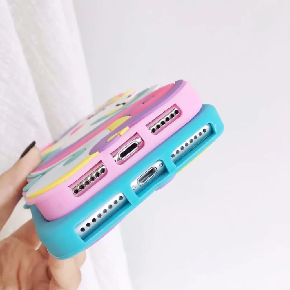 Новый 3D мультяшный милый Радужный чехол для телефона с лошадью единорогом Apple iPhone