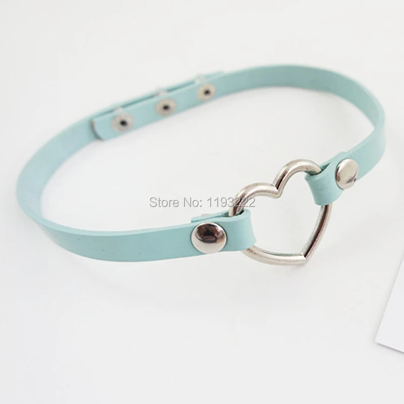 100% Handcrafted Girl Punk Rock Amo Gothic Real Leather Heart Choker Collar Necklace | Украшения и аксессуары