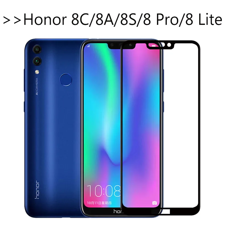 Защитное стекло для honor 8c закаленное huawei 8A 8s 8 lite 8a a8 light c s a|Защитные стёкла и