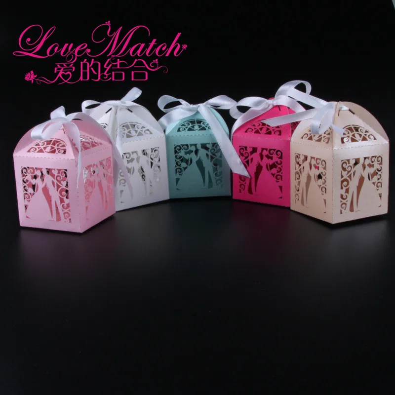 50 шт. коробка конфет с лазерной резкой для невесты и жениха свадебных сувениров