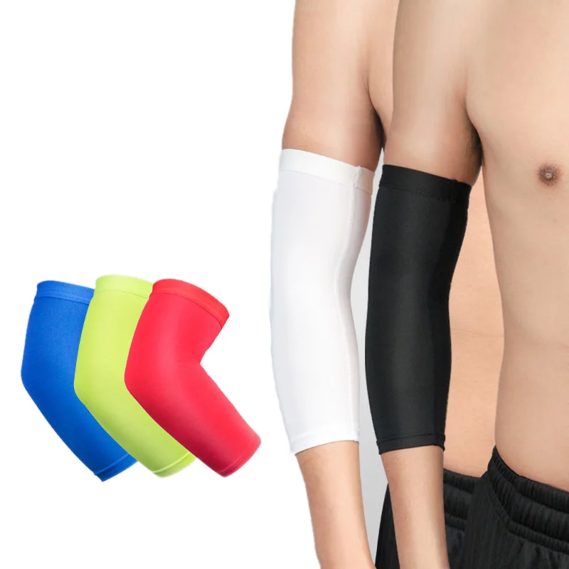 1 Piece Breathable Arm Support Sleeve Sun UV Protection Basketball Running Fitness Armguards Sports Compress Elbow Pads