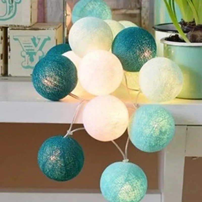 20 35 шт. синий ватный шар огни Новый год Рождество люминесцентные гирлянды фонарь