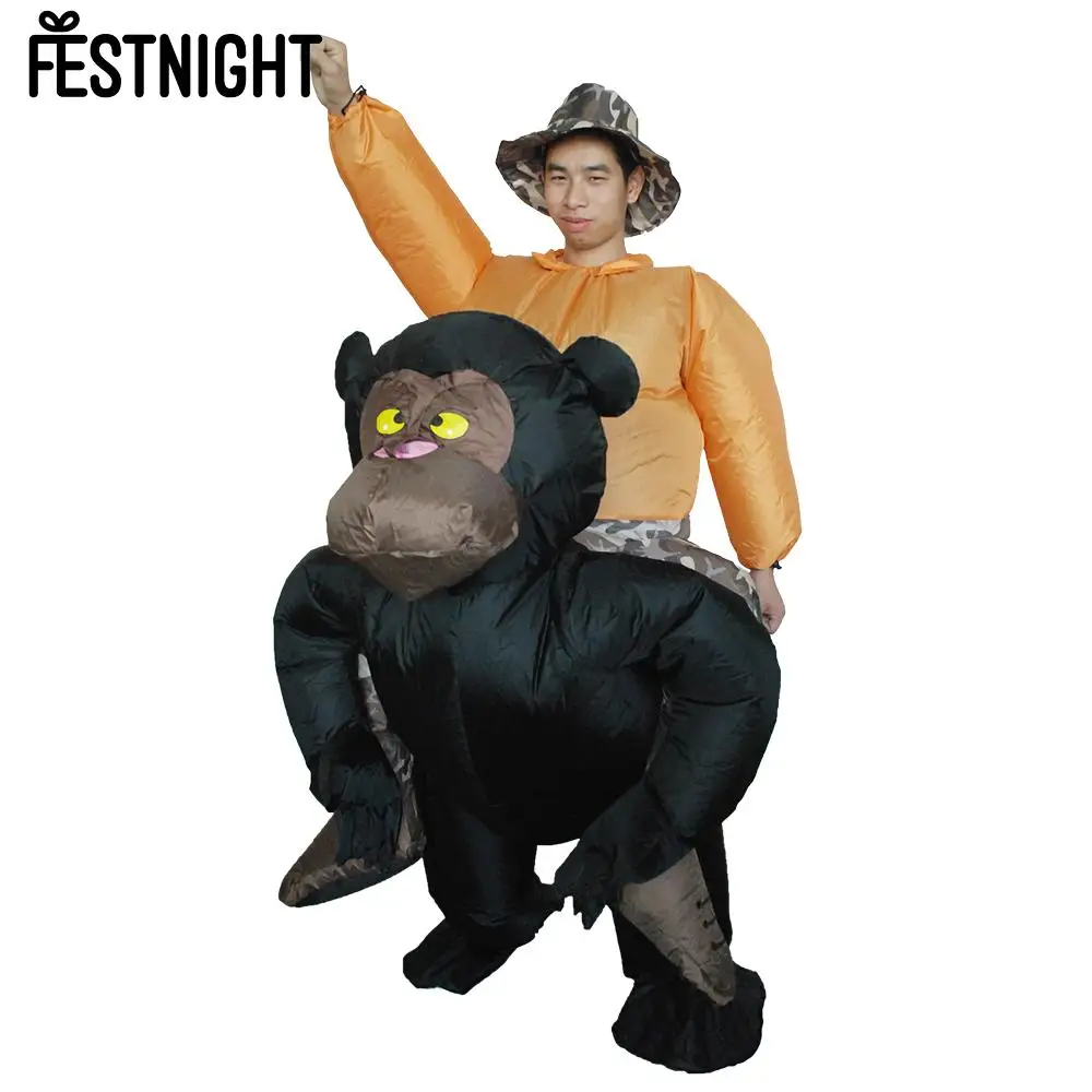 Прекрасный взрослый надувной костюм шимпанзе черный в виде орангутанга