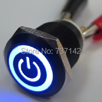 Металлический кнопочный переключатель ELEWIND 19 мм Black power symbol (PM193F 11ET/B/12 В/A/IP65 черная