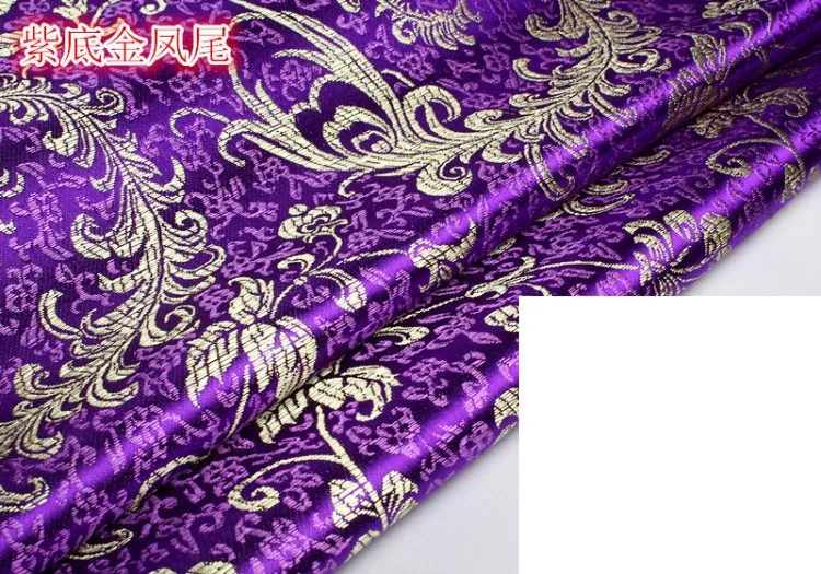 purple 90 см* 50 см жаккардовая Дамасская китайская детская одежда кимоно ханьфу парча Атлас Феникс ткани - Цвет: purple