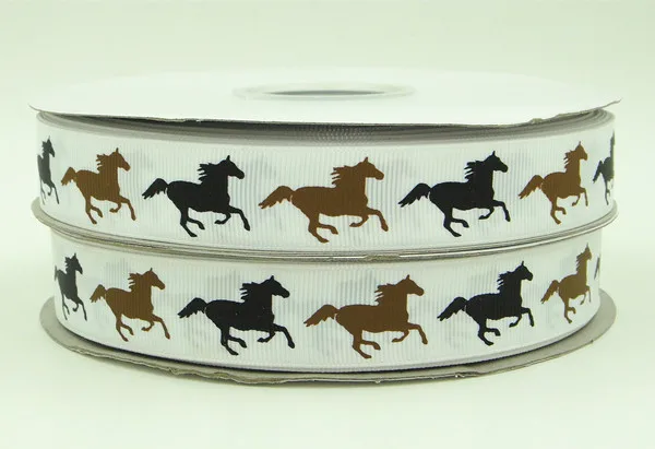 wm 10 yards lot 7/8inch 22mm 140916017 horse design printed grosgrain ribbon | Дом и сад