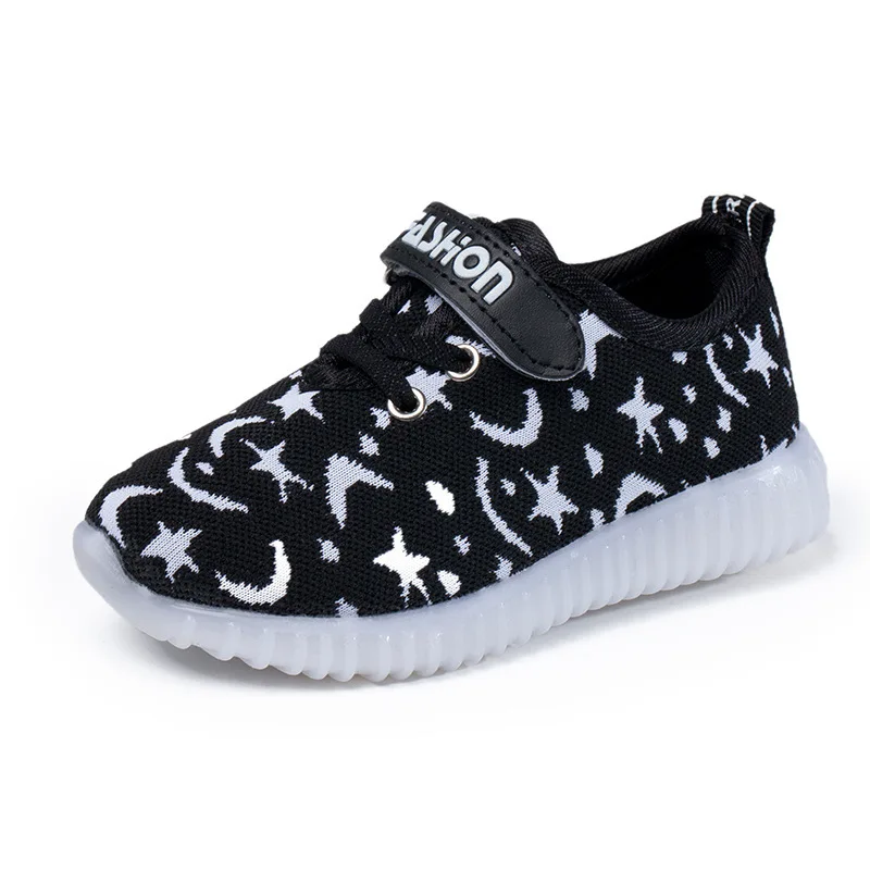 Mumoresip Soft Kids New Fashion Children Shoes With LED Light Up Luminous Glowing Sneakers Toddler Baby Boys Girls | Детская одежда и