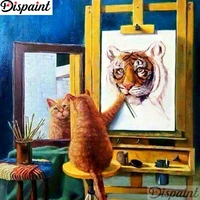 dispaint full squareround drill 5d diy diamond painting cat tiger scenery 3d embroidery cross stitch 5d home decor a11959