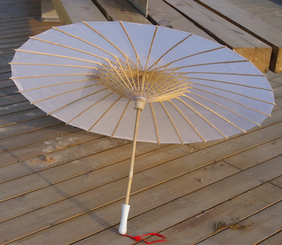 Белый бамбуковый зонт из обычной ткани/Зонт отлично подходит для свадебной