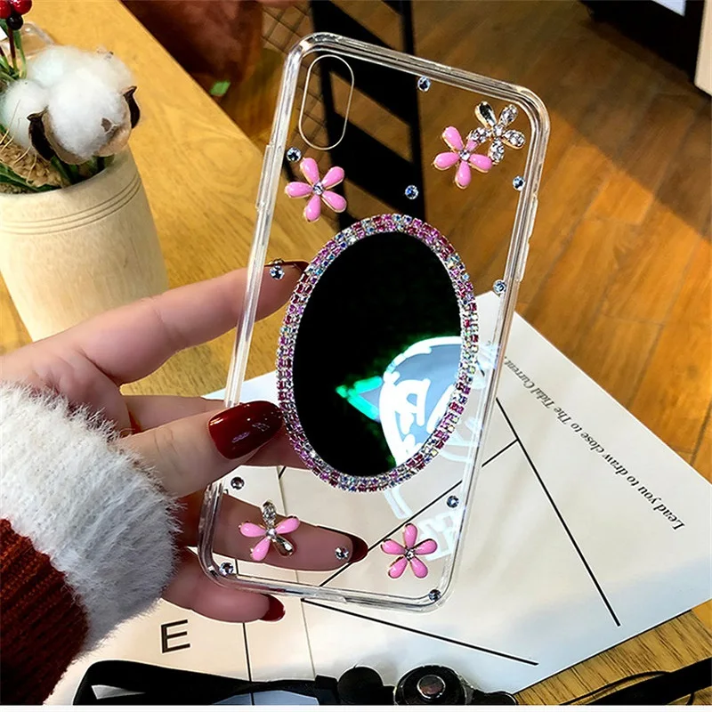 Чехол с украшением для huawei P Smart 2019 Honor V20 V10 V9 10 Lite 9 8 зеркало ручной работы чехол Play