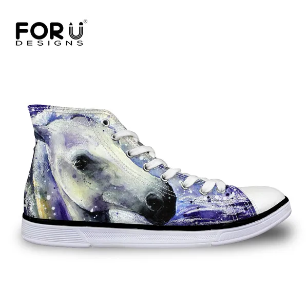 H6937AK FORUDESIGNS/Модная женская Вулканизированная обувь с ручной печатью Женская парусиновая обувь для отдыха с изображением Crazy Horse женская обувь с высоким берцем - Цвет: H6937AK
