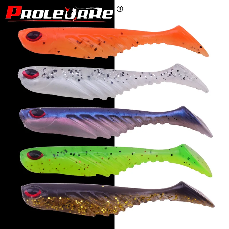 5pcs/Lot Jigging Soft Bait 7cm 2.9g T Tail Fish Jig Wobblers Fishing Lure Double Color Silicone Sequin Swimbait Spinner Lures | Спорт и