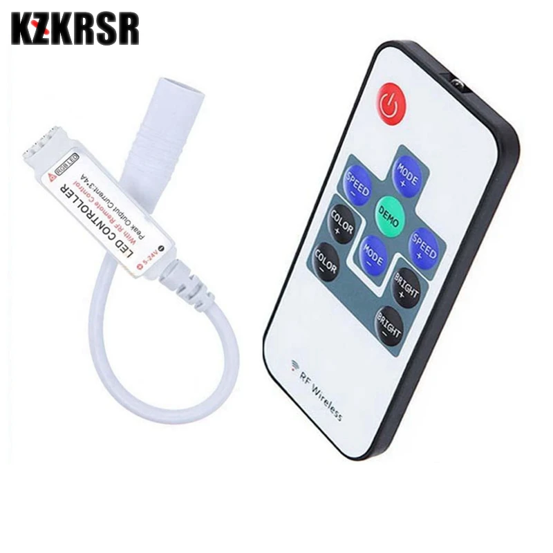 KZKRSR 10 клавиш мини RF RGB LED контроллер Диммер постоянного тока 5 в 12 В 24 беспроводной