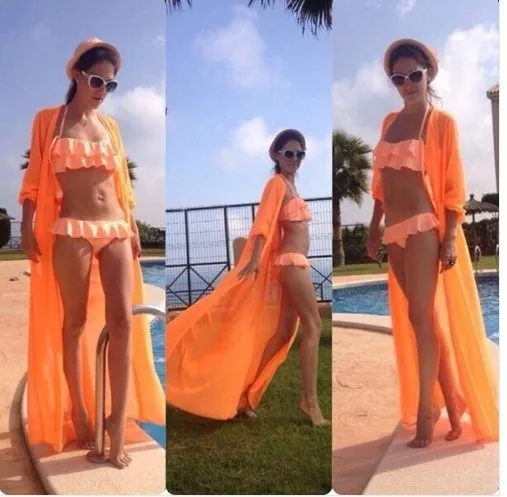 2017 Sexy Women Summer Vestidos Chiffon Cardigan Long Swimwear With Belt Bathing Suit Beach Bikini Cover Up Tops | Женская одежда