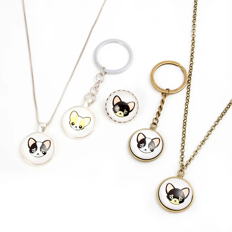 DIY Металлические милая собака изделия собаки чихуахуа брелок для ключей pom