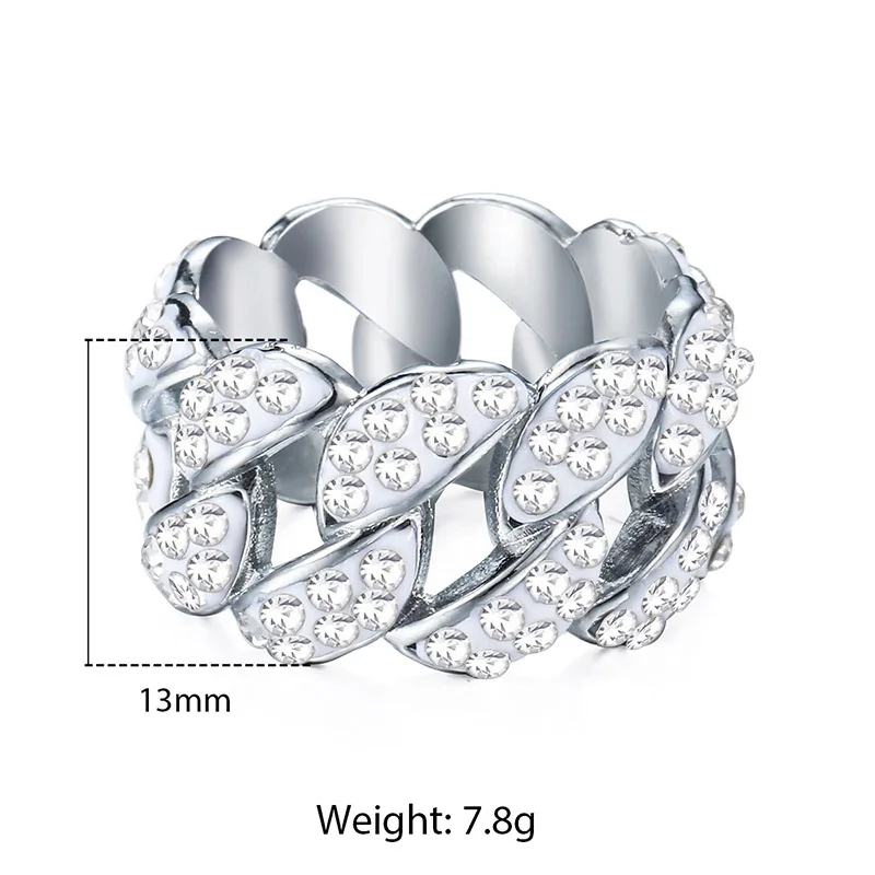 Silver GR57 3 цвета, кольцо Iced Out для мужчин и женщин, цепочка для помолвки, обручальные кольца, хип-хоп мужские ювелирные изделия, подарки, дропшиппинг 13 мм GRM10 - Цвет основного камня: Silver GR57