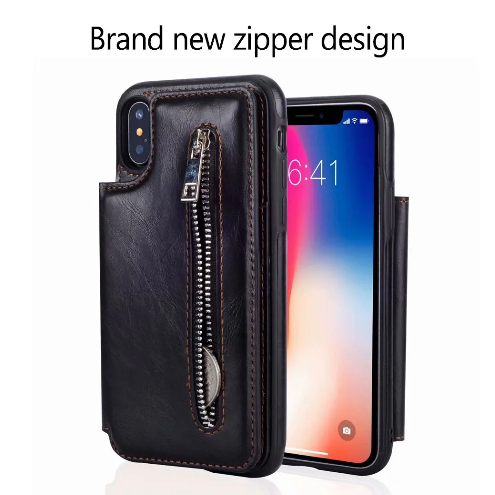 Роскошный чехол кошелек для iPhone X 6 6S 7 8 Plus SE 2020 с держателем карт кожаный накладка