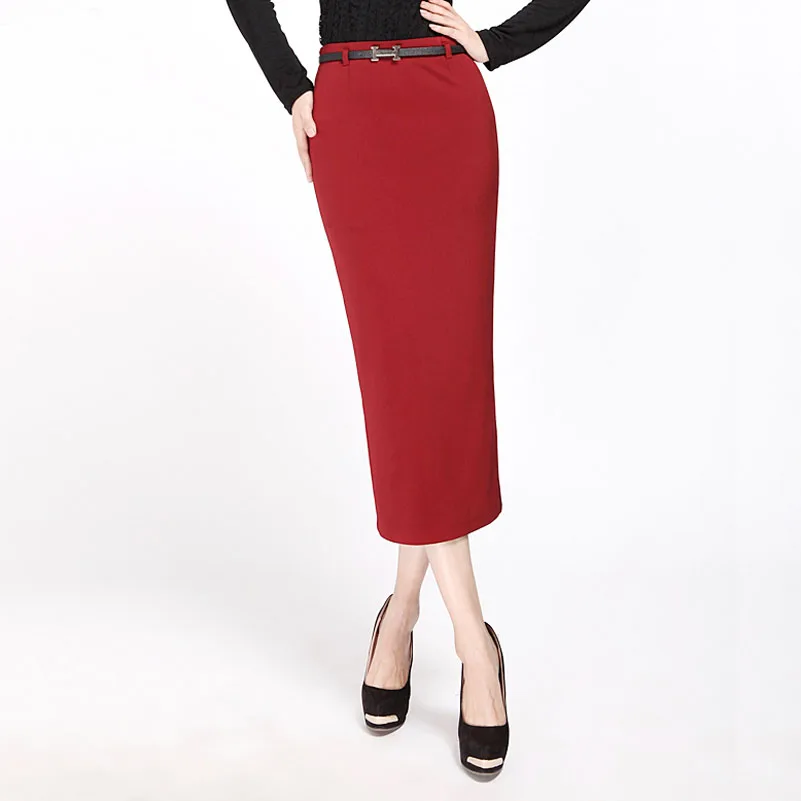 Sale items! High Quality Ladies Midi Long Office Formal OL Back Split Skirts For Womens 8216LY | Женская одежда