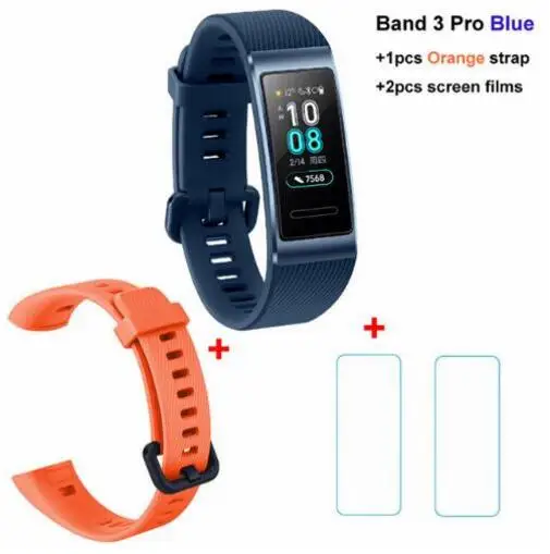 huawei Band 3 Pro Smartband gps металлическая рамка Amoled полноцветный дисплей сенсорный экран Датчик сердечного ритма датчик сна - Цвет: blue x oriange x fil