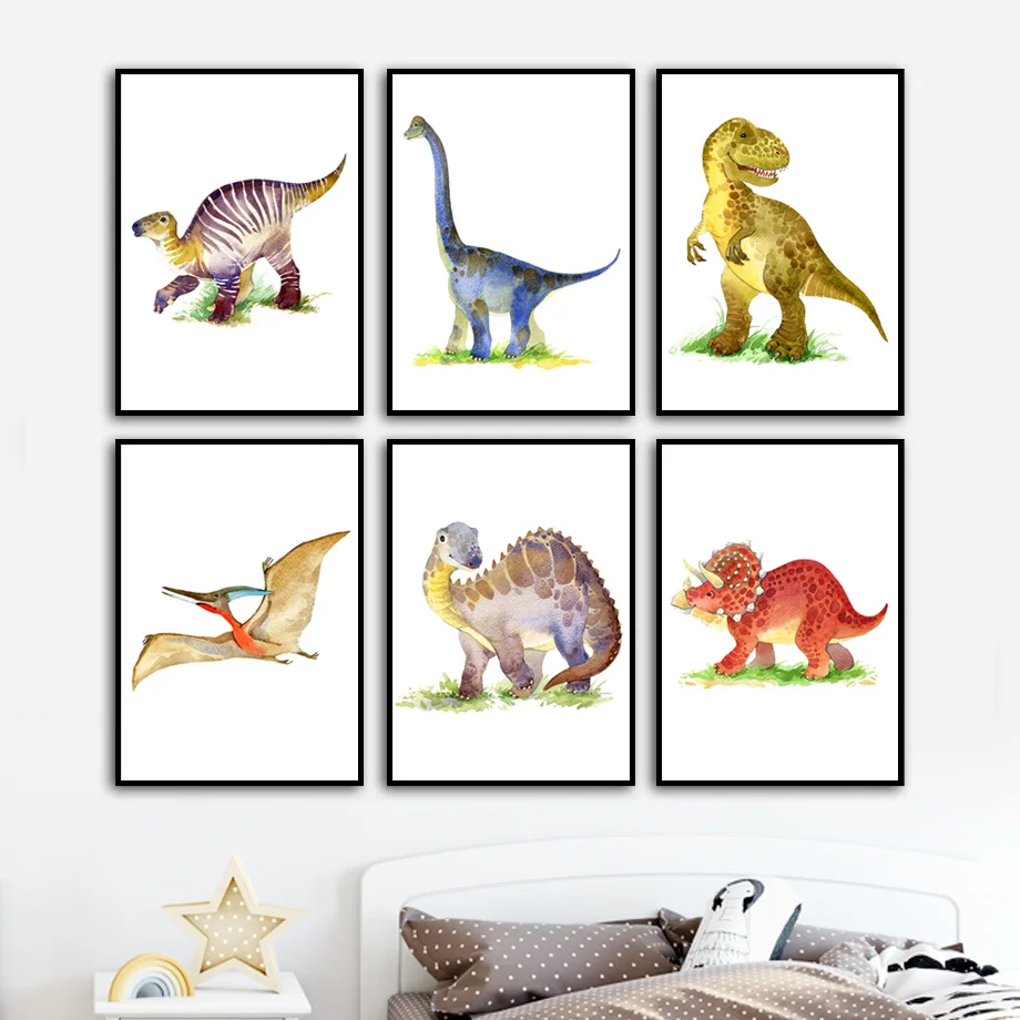 Настенная картина с динозавром T Rex Triceratops постеры и принты на холсте в