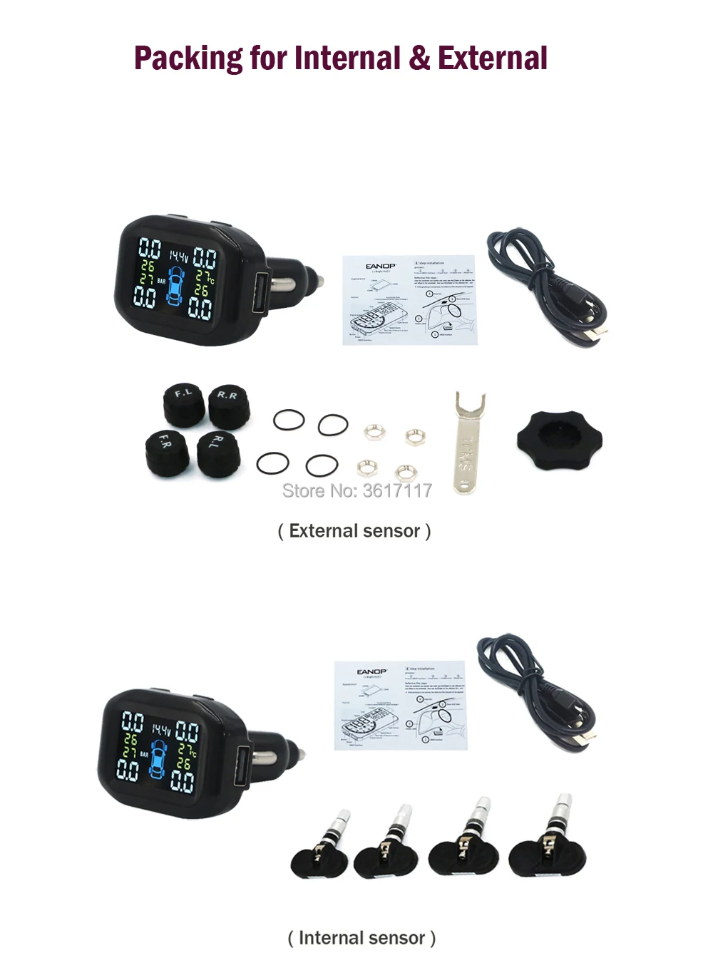 EANOP C400 USB TPMS беспроводная система контроля давления в шинах пластиковый чехол для автосигнализации с USB Автомобильное зарядное устройство 2.0A