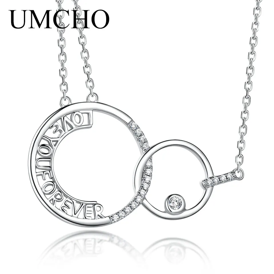 UMCHO, 925 пробы, серебряный, соединенный, с подвеской в виде буквы, Neklaces, для женщин, прекрасный подарок для ювелирных изделий, повседневные, спортивные, вечерние - Цвет камня: White zircon