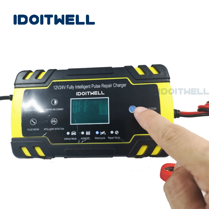 Automatic 12V 24V Motorcycle Car Battery Charger 8A 4A VRLA SLA AGM GEL charger Pulse Repair lead acid battery | Электроника