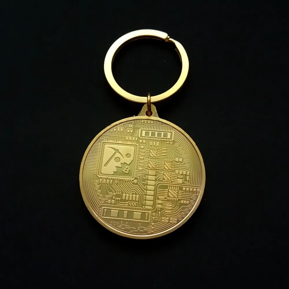 Позолоченный Биткойн брелок Золотое серебро памятный Litecoin эфириум Монета