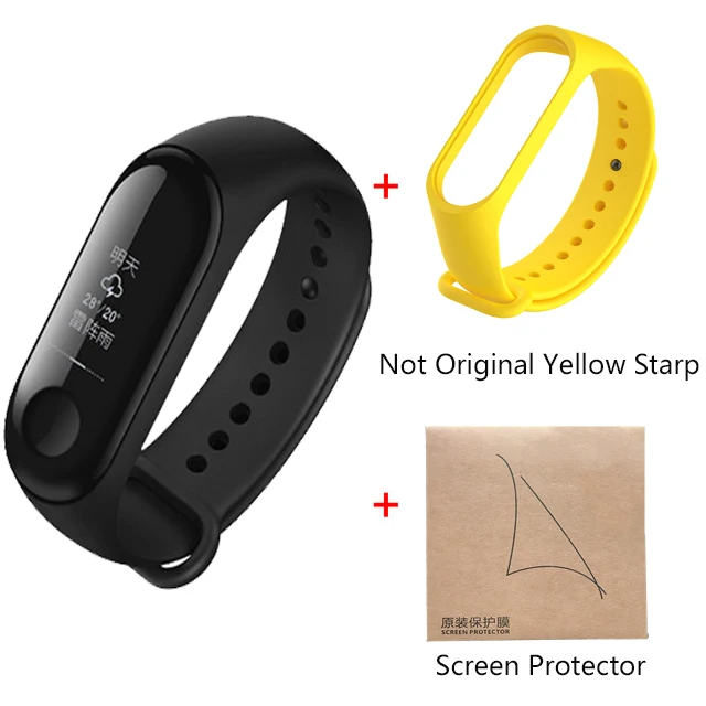 add yellow starp Xiaomi Mi Band 3 Miband 3 фитнес-трекер монитор сердечного ритма 0,78 ''OLED дисплей тачпад Bluetooth 4,2 для Android IOS - Цвет: add yellow starp