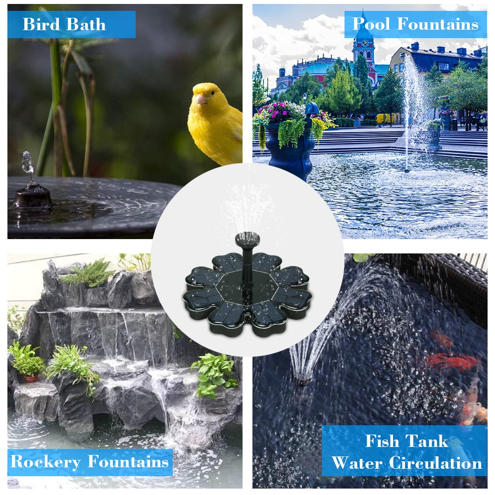 Солнечный фонтан в форме цветка набор солнечных панелей плавающий для птичьей