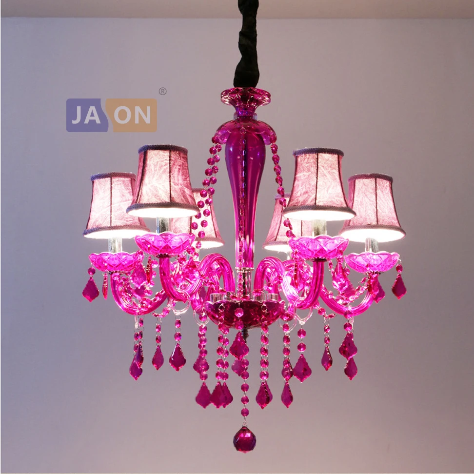 Led e14 европейский Железный кристалл стеклянная ткань пурпурная люстра освещение