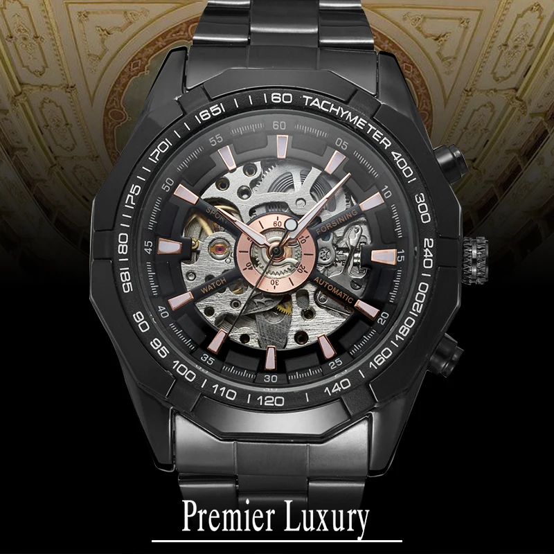 Бренд Winner мужские часы модный скелет автоматический браслет из нержавеющей