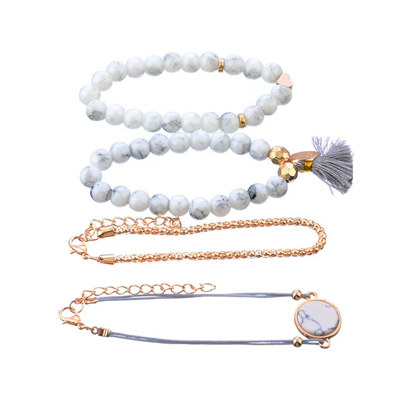 4 шт./компл. женский браслет простые круглые бусины дамские ювелирные изделия M8694 |